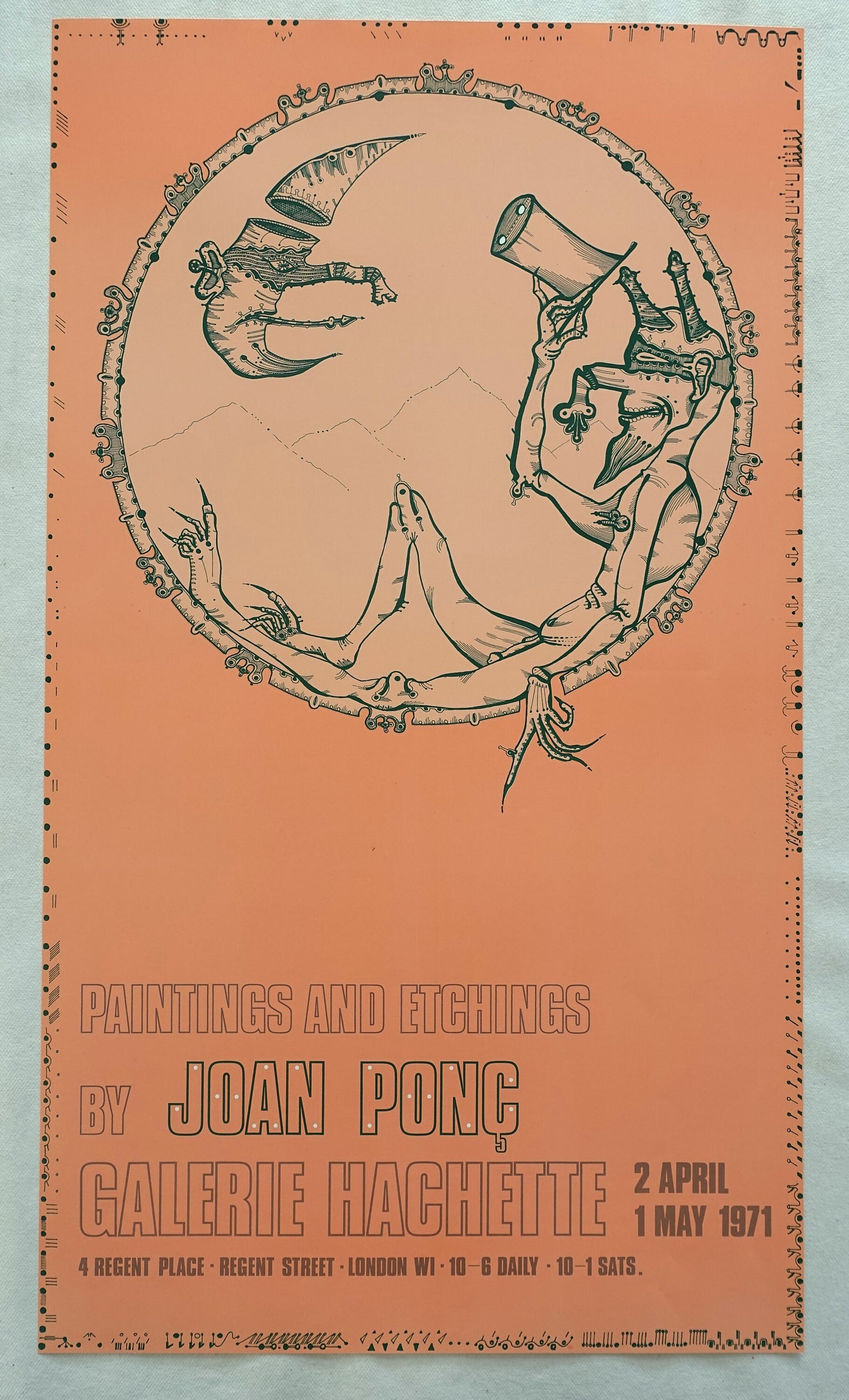 1971 Joan Ponc at Galerie Hachette Art Exhibition Poster - Original Vintage Poster