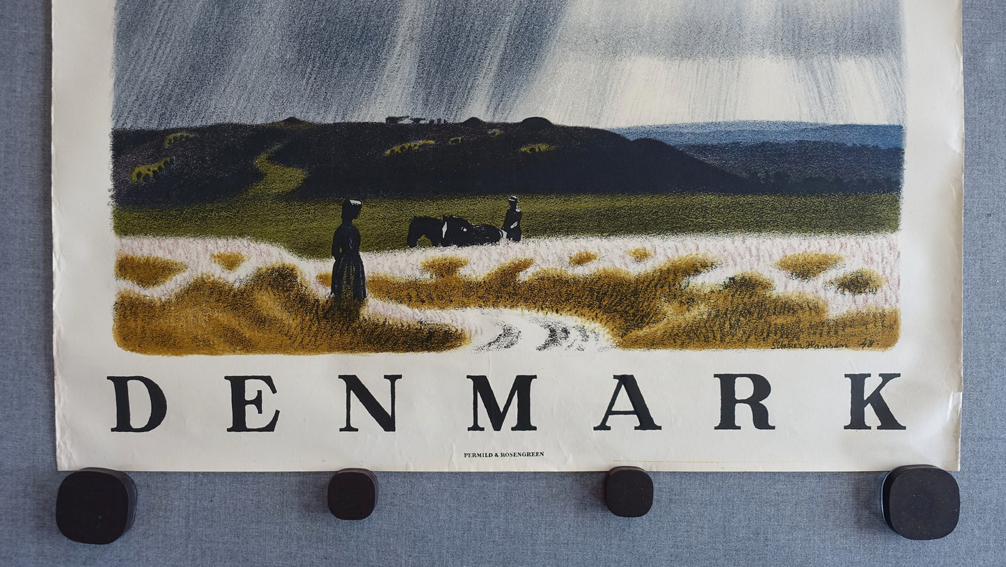 1948 Denmark Jylland Travel Poster by Sikker Hansen - Original Vintage Poster