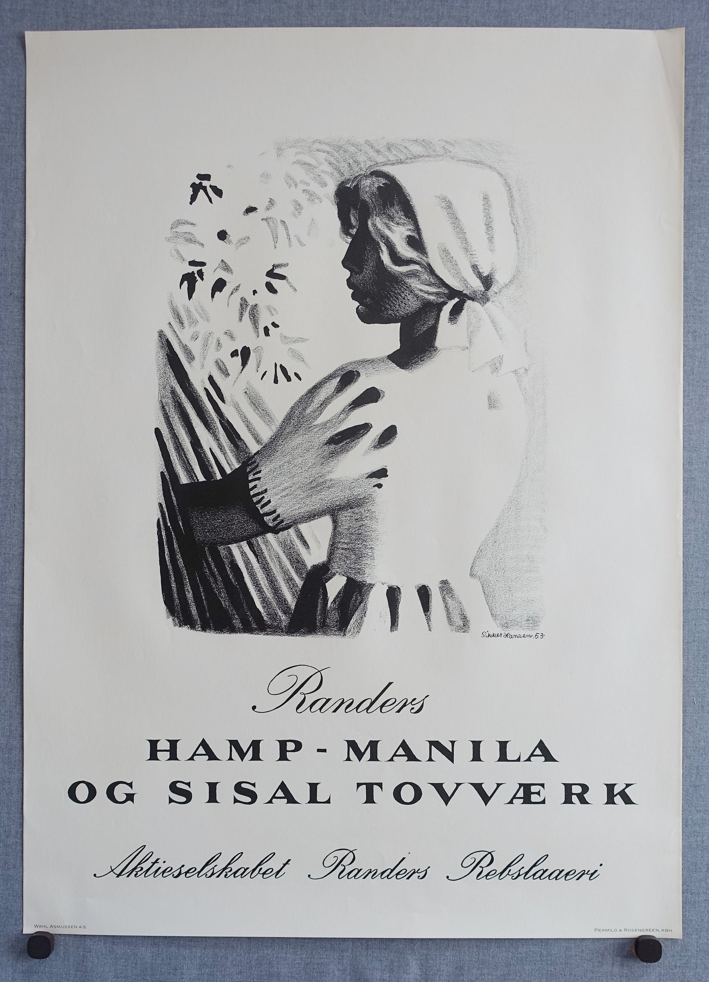 1953 Nautical Ship Rope Advertisement - Randers Manila & Sisal Rope - Original Vintage Poster