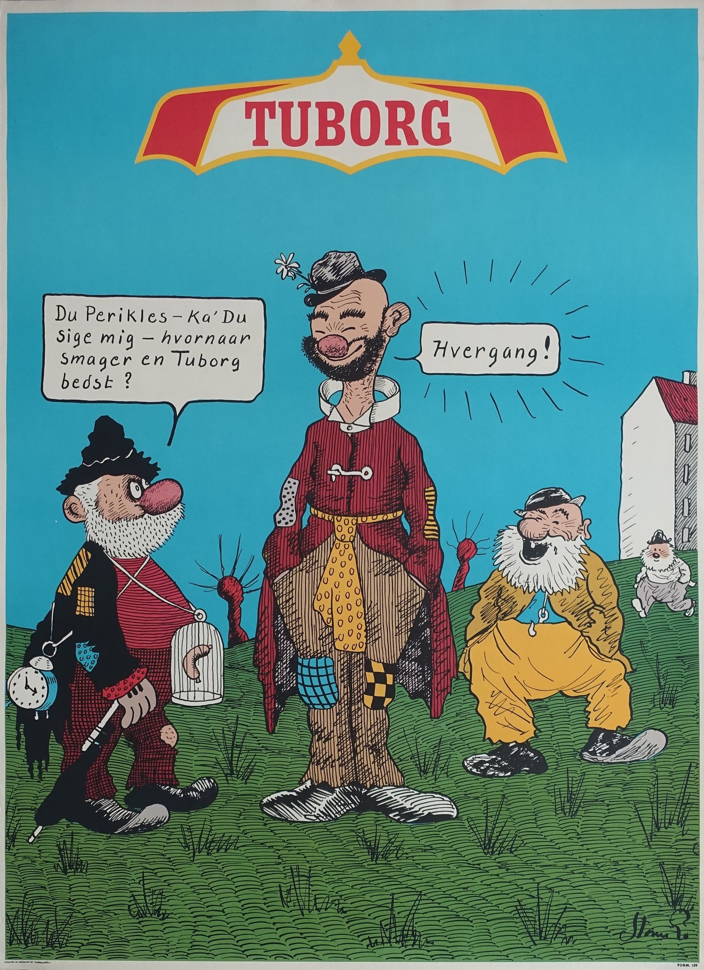 1950s Tuborg Beer Poster by Storm P. - Original Vintage Poster