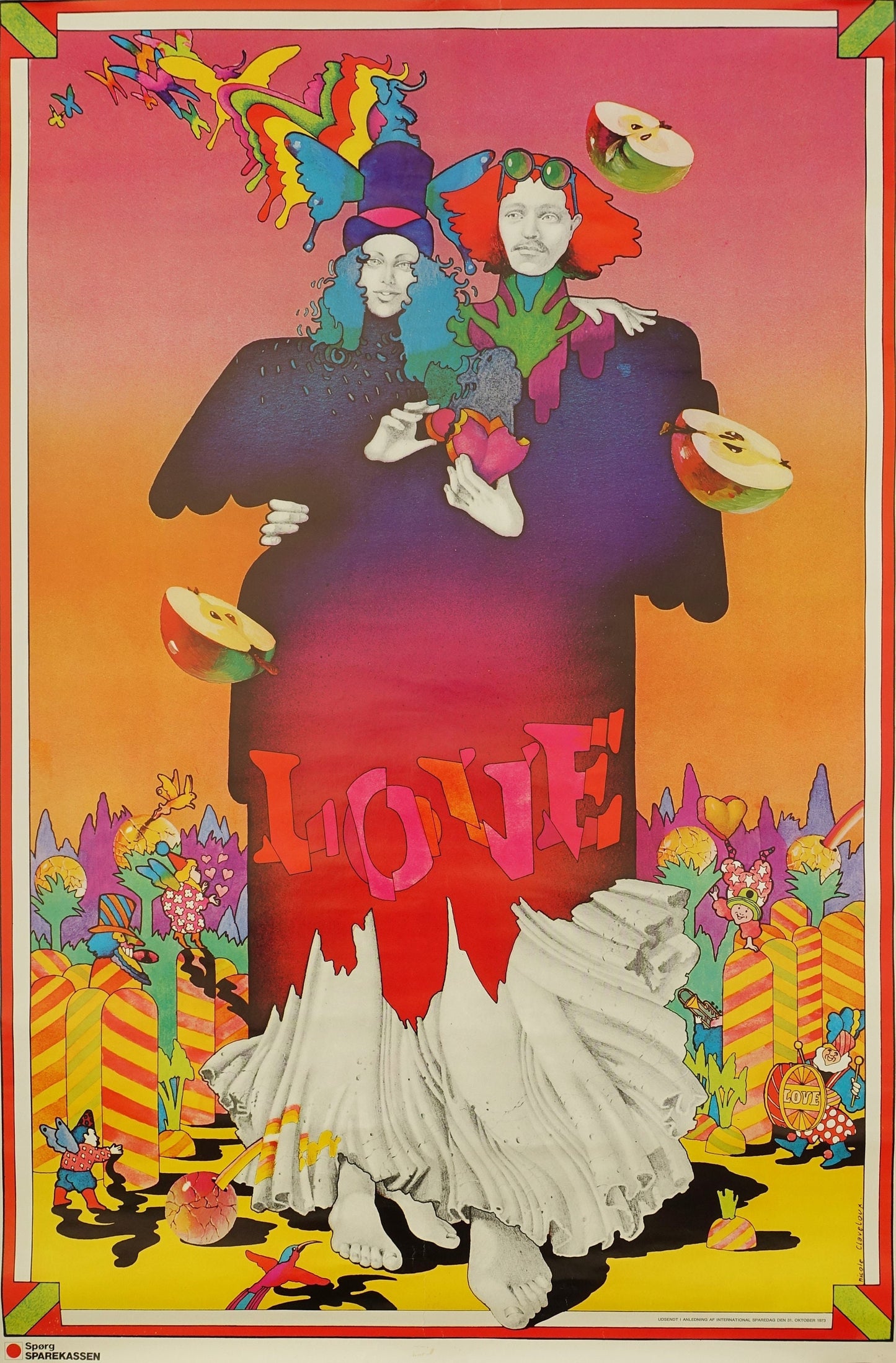 1973 Psychedelic Love Poster - Original Vintage Poster