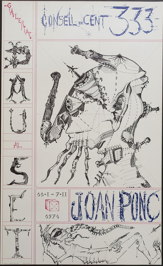 1974 Joan Ponc at Galeria Consell de Cent 333 Art Exhibition Poster - Original Vintage Poster