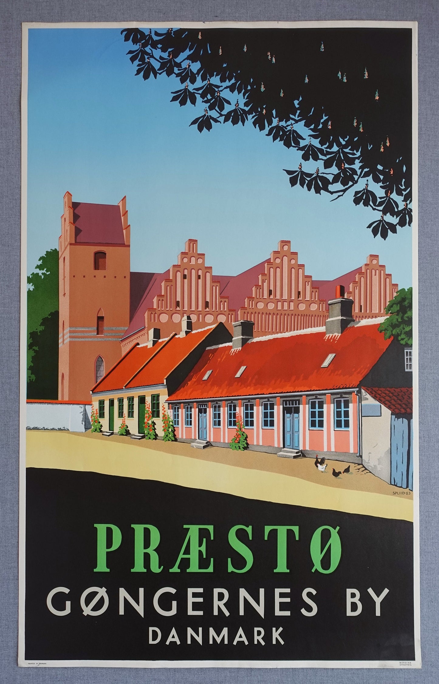 1953 Denmark Travel Poster Præstø - Original Vintage Poster