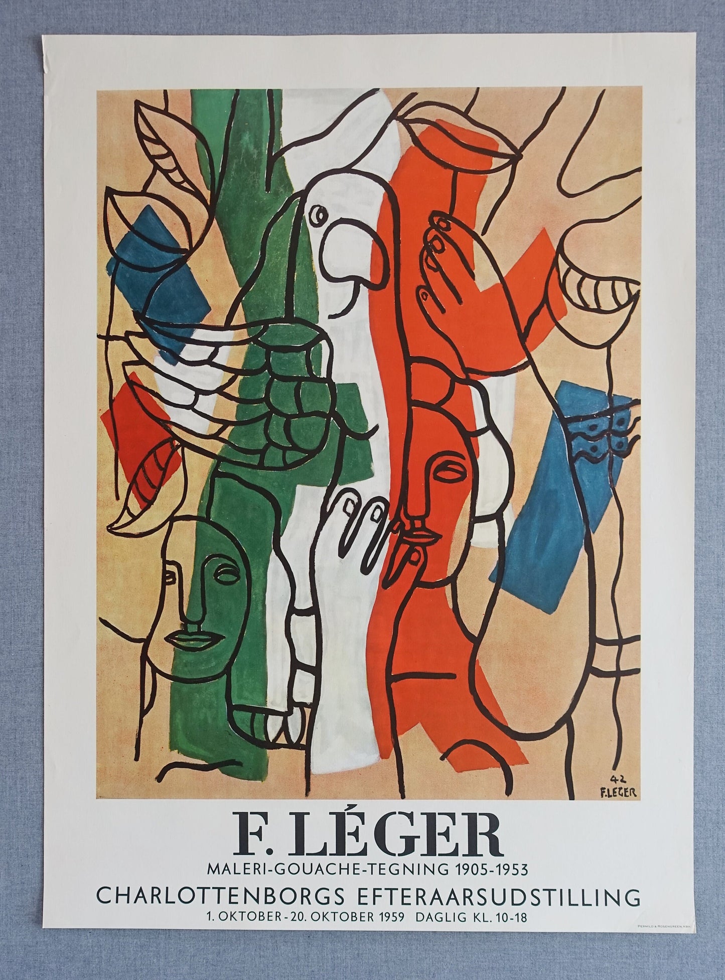 1959 Leger Exhibition Poster Charlottenborg - Original Vintage Poster