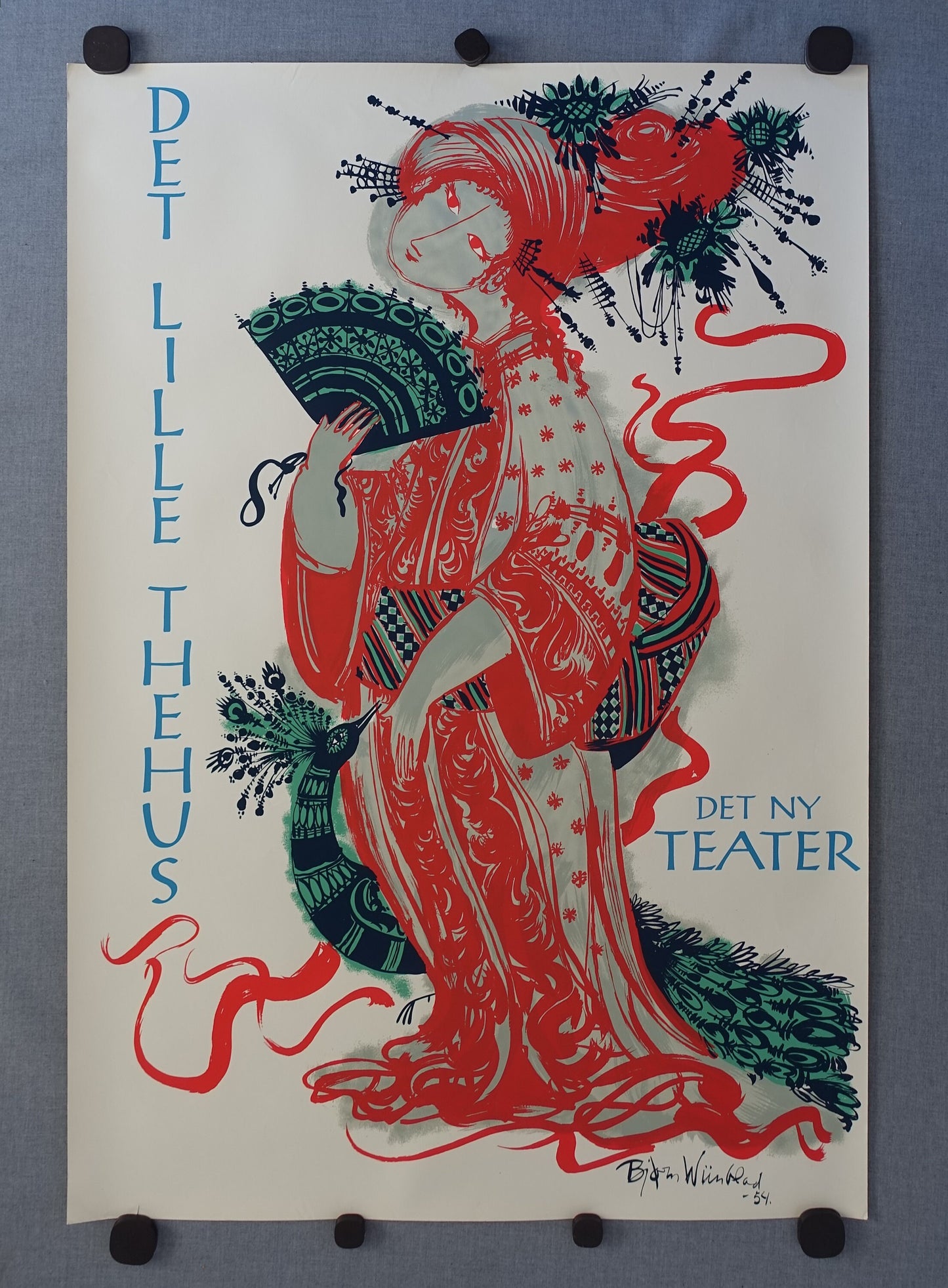 1954 Bjørn Wiinblad's "The Teahouse of the August Moon" at The New Theater - Original Vintage Poster
