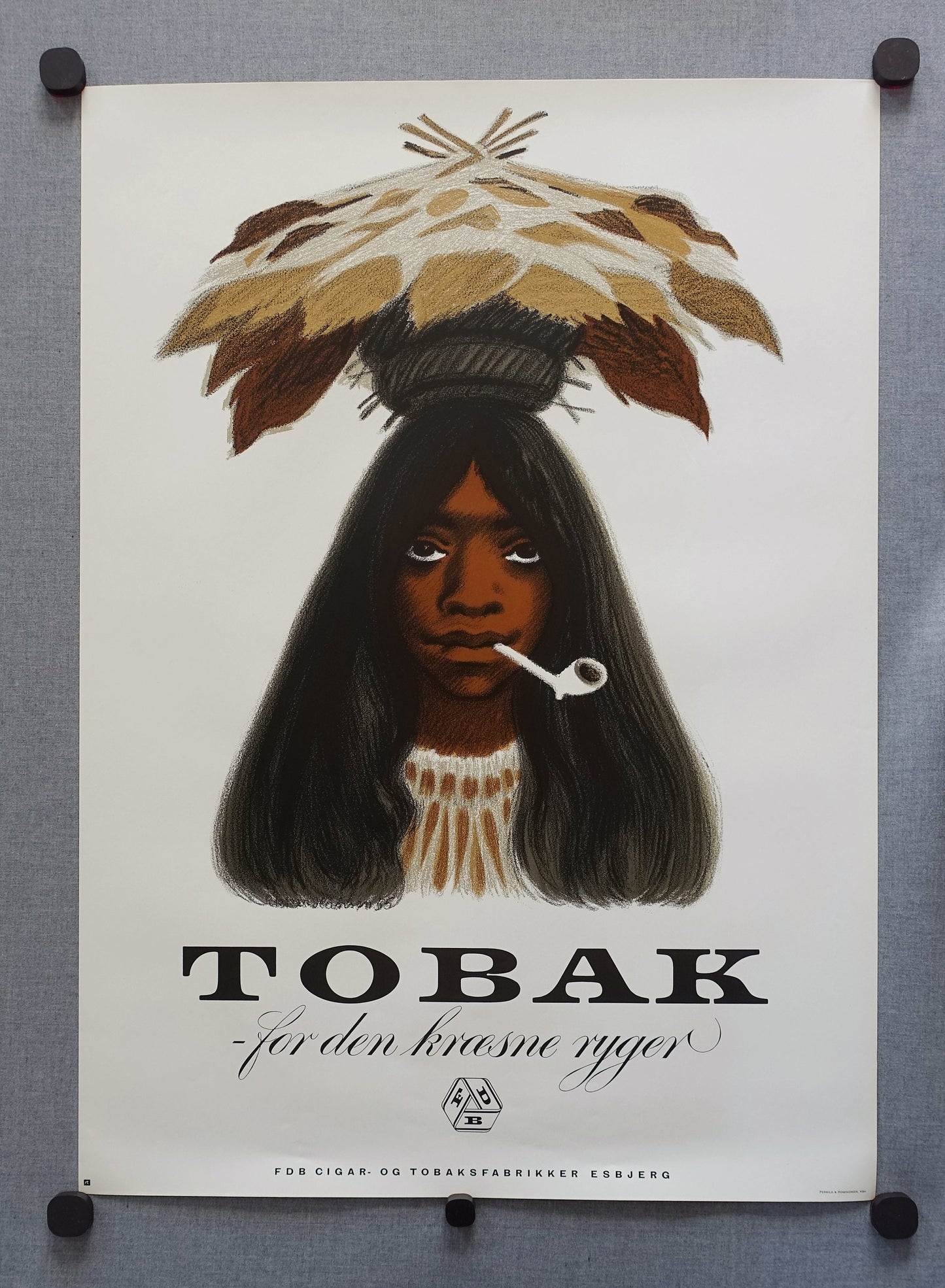 1955 Danish Tobacco Advertisement by Sikker Hansen - Original Vintage Poster