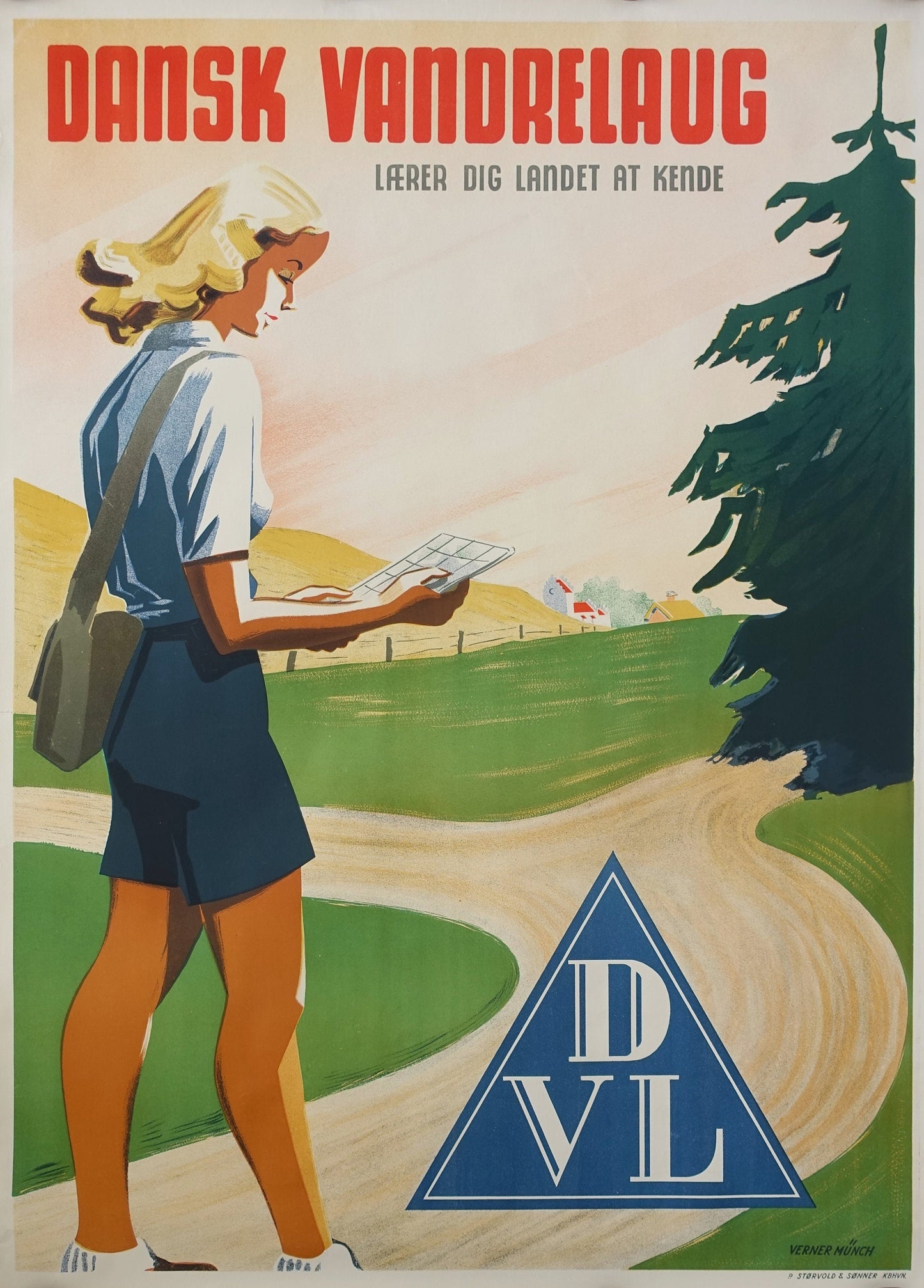 1950s Danish Ramblers’ Association (Dansk Vandrelaug) by Verner Münch - Original Vintage Poster