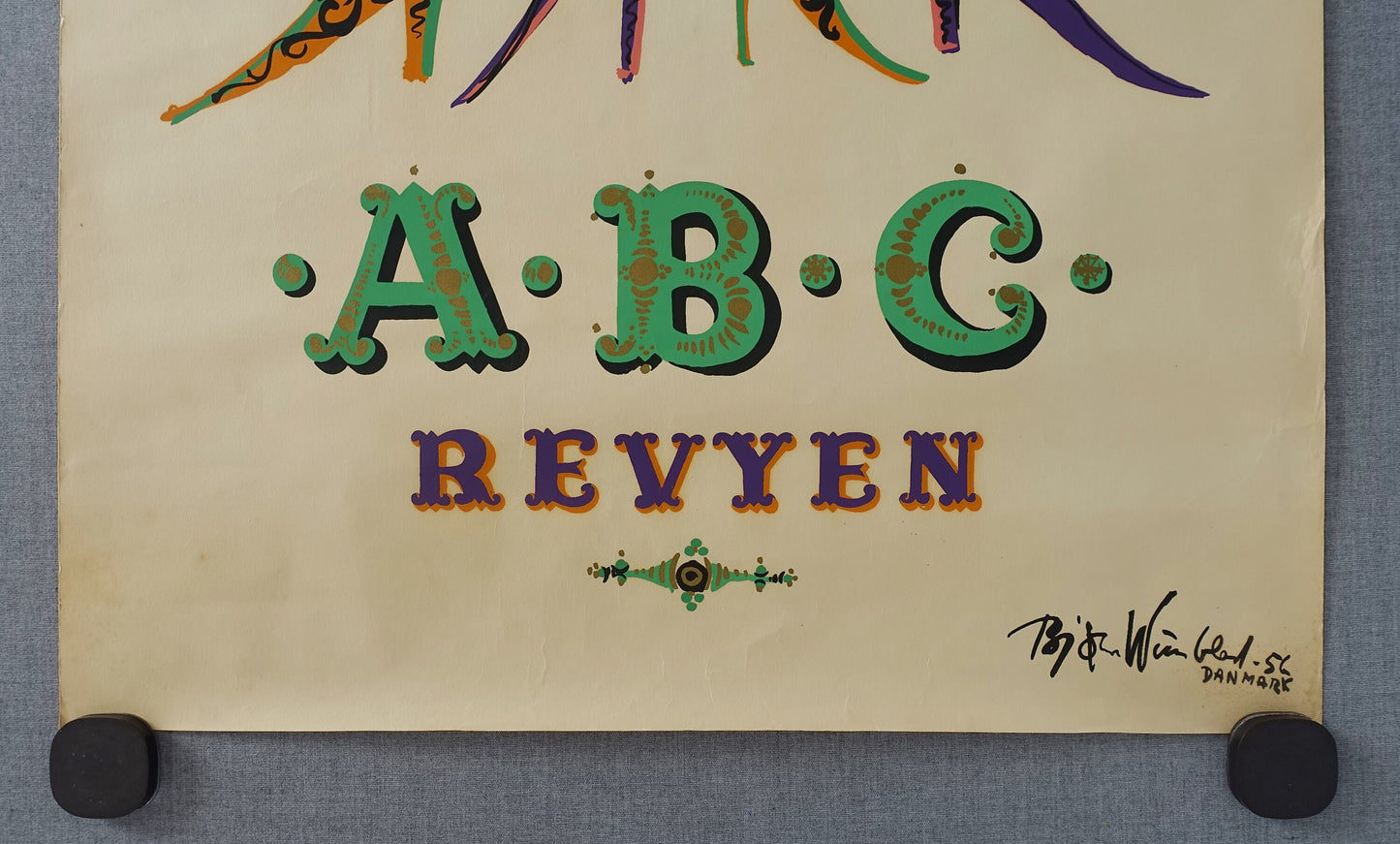 1956 Bjørn Wiinblad ABC Revyen (purple & orange) - Original Vintage Poster