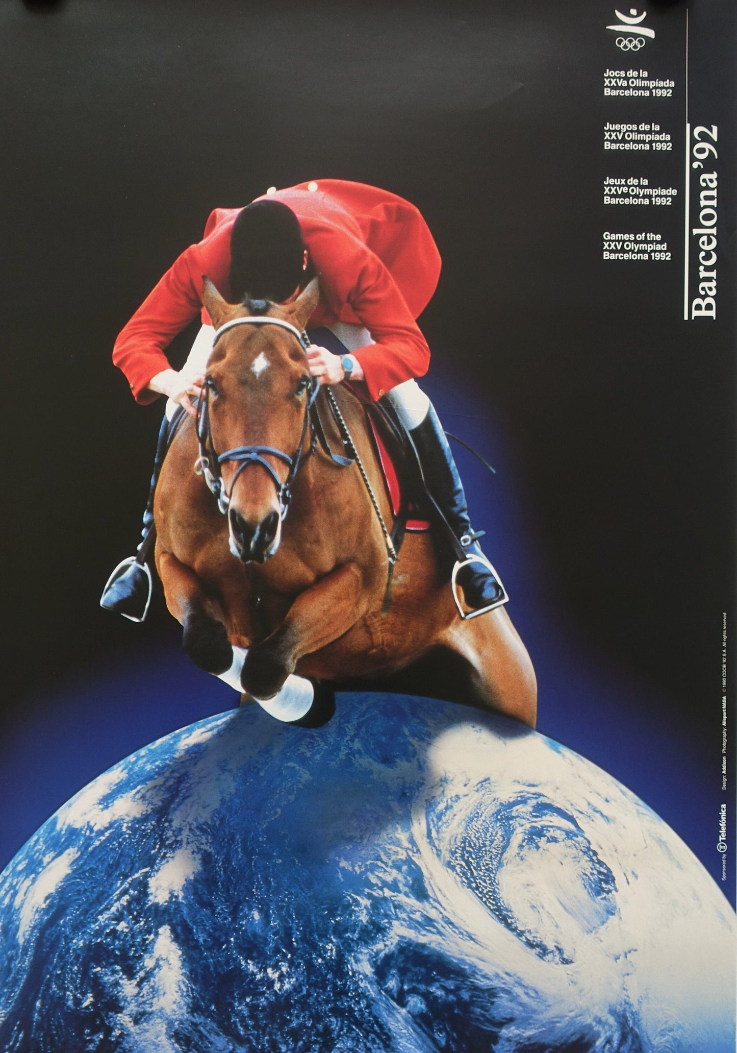 1992 Summer Olympic Games Barcelona Horse Show Jumping - Original Vintage Poster