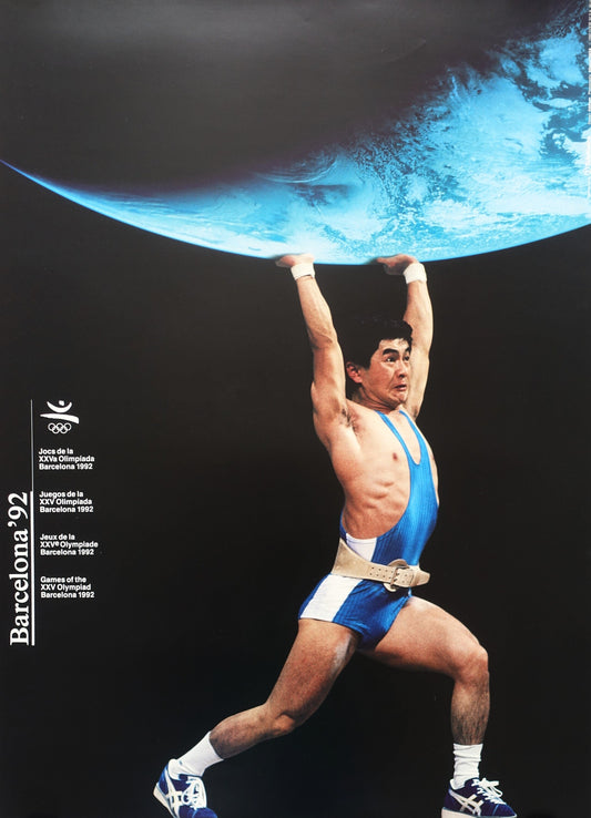 1992 Summer Olympic Games Barcelona Weightlifting - Original Vintage Poster