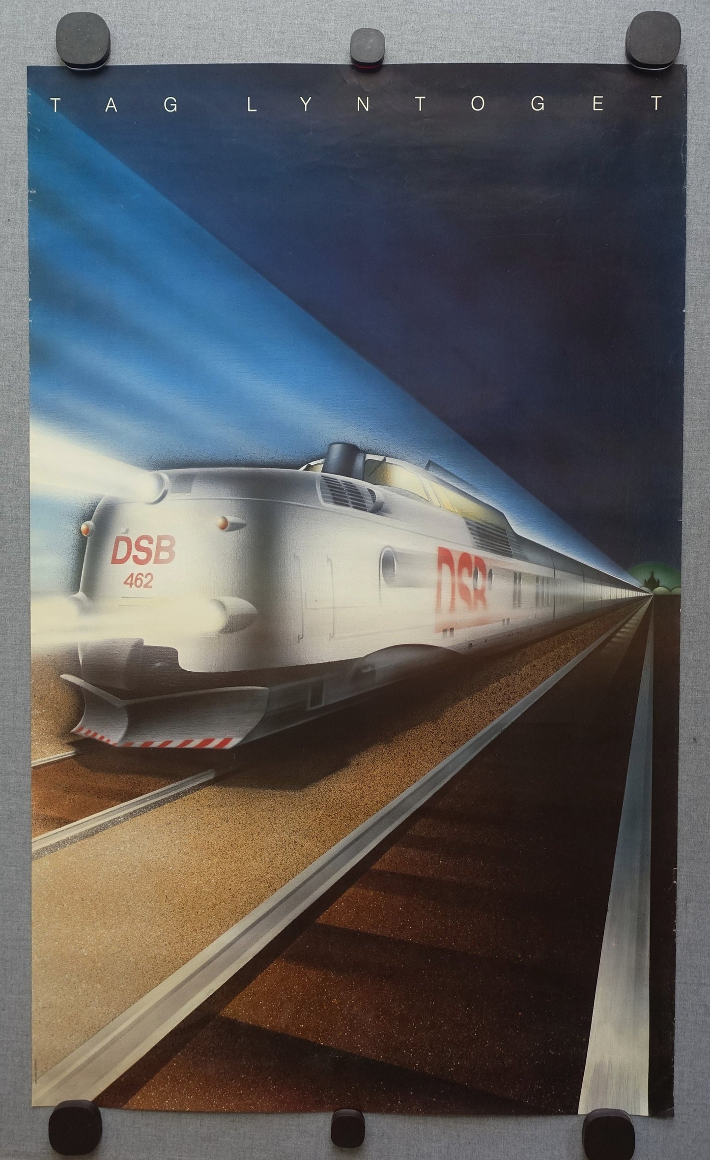 1987 Express Train Sølvpilen Danish State Rails Poster - Original Vintage Poster