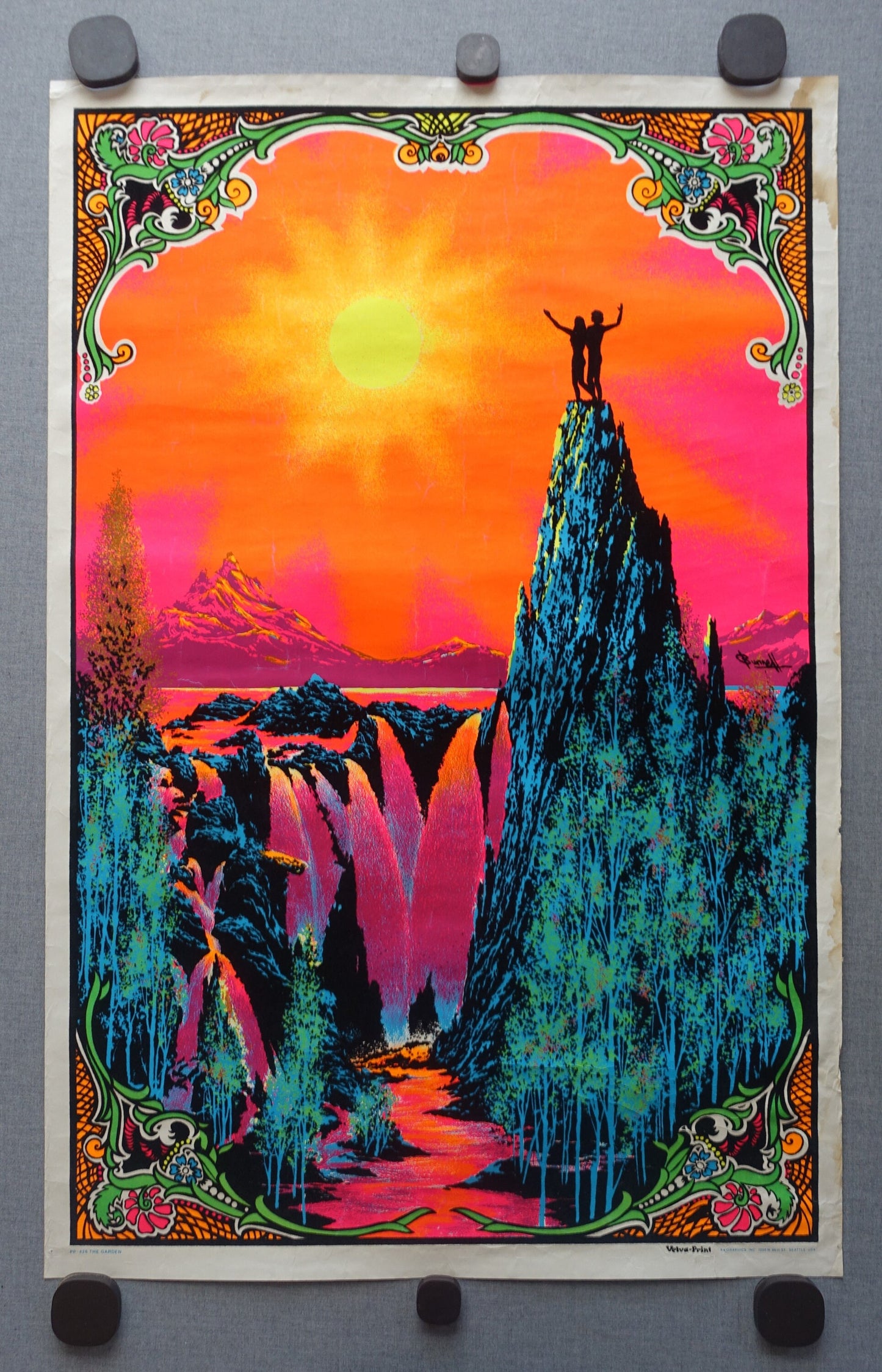 1970s The Garden Psychedelic Velvet Poster - Original Vintage Poster