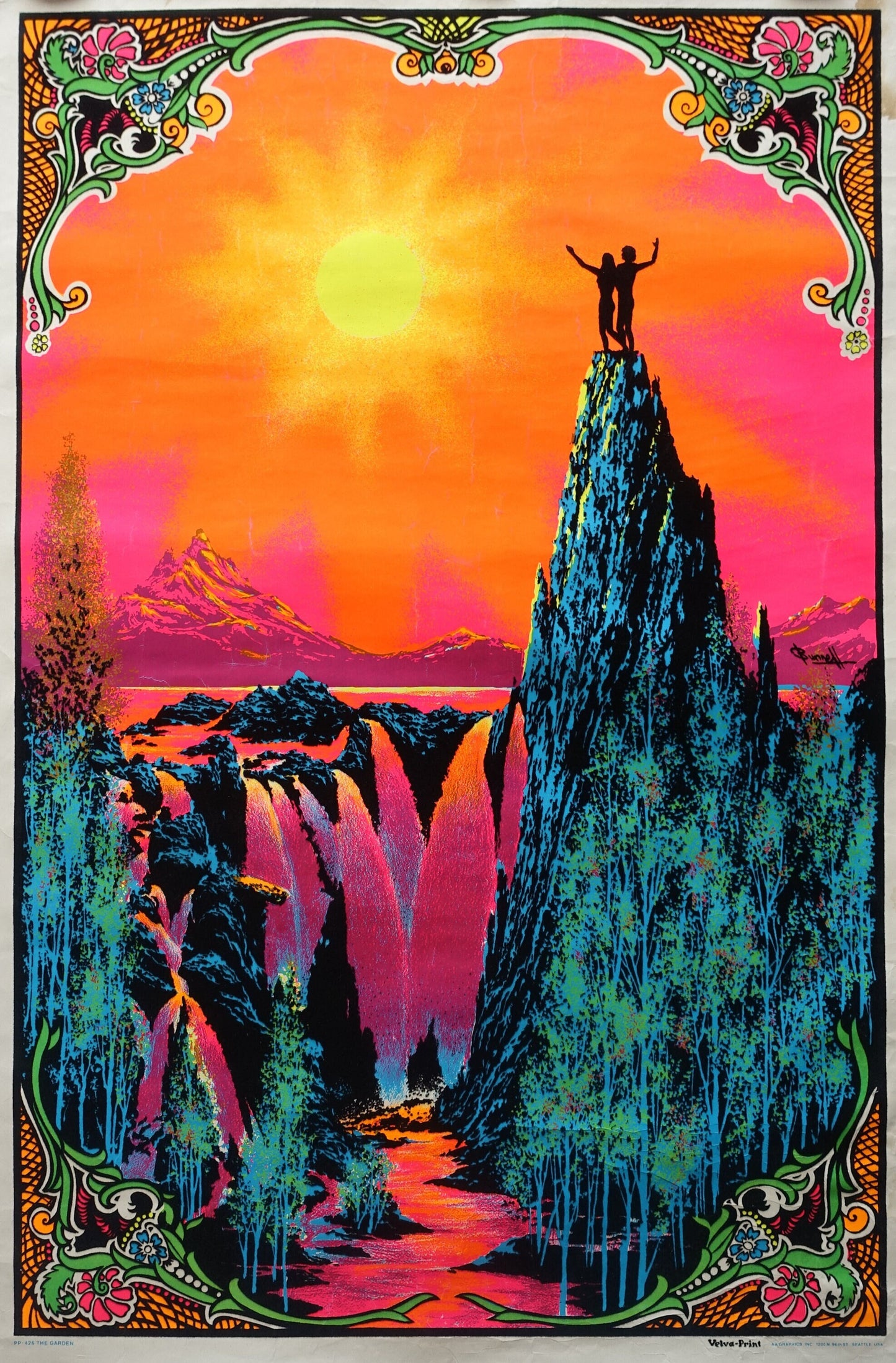 1970s The Garden Psychedelic Velvet Poster - Original Vintage Poster