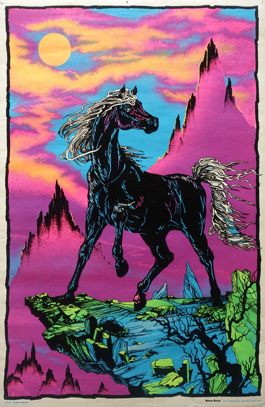 1975 Black Stallion Psychedelic Velvet  Poster - Original Vintage Poster