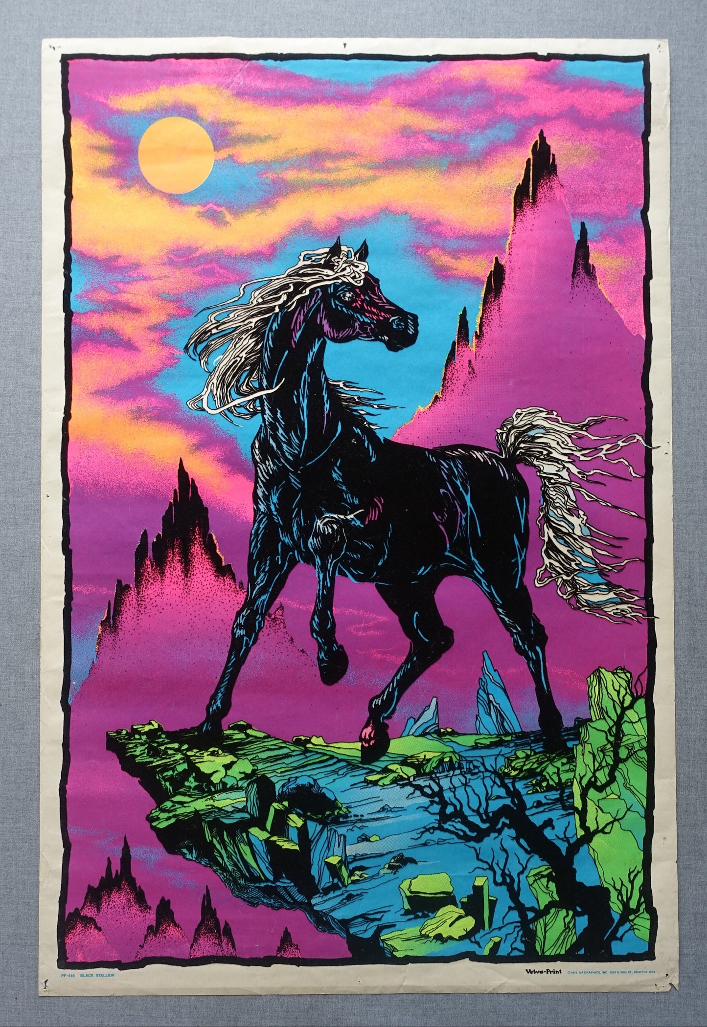 1975 Black Stallion Psychedelic Velvet  Poster - Original Vintage Poster