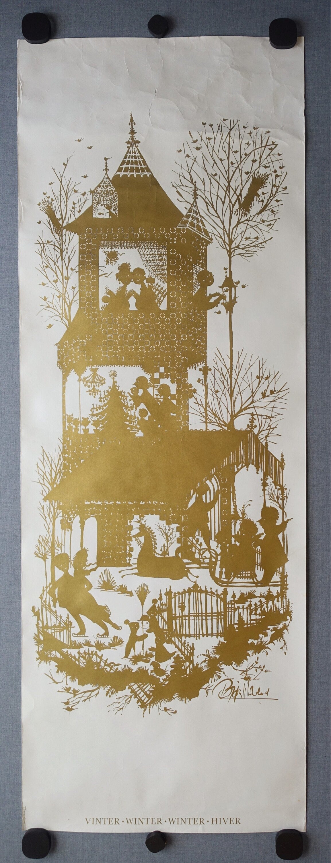 1970s Winter Season by Wiinblad (Golden Version) - Original Vintage Poster