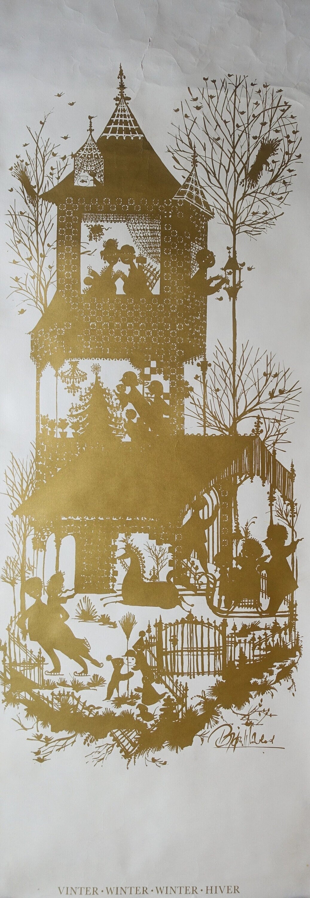 1970s Winter Season by Wiinblad (Golden Version) - Original Vintage Poster