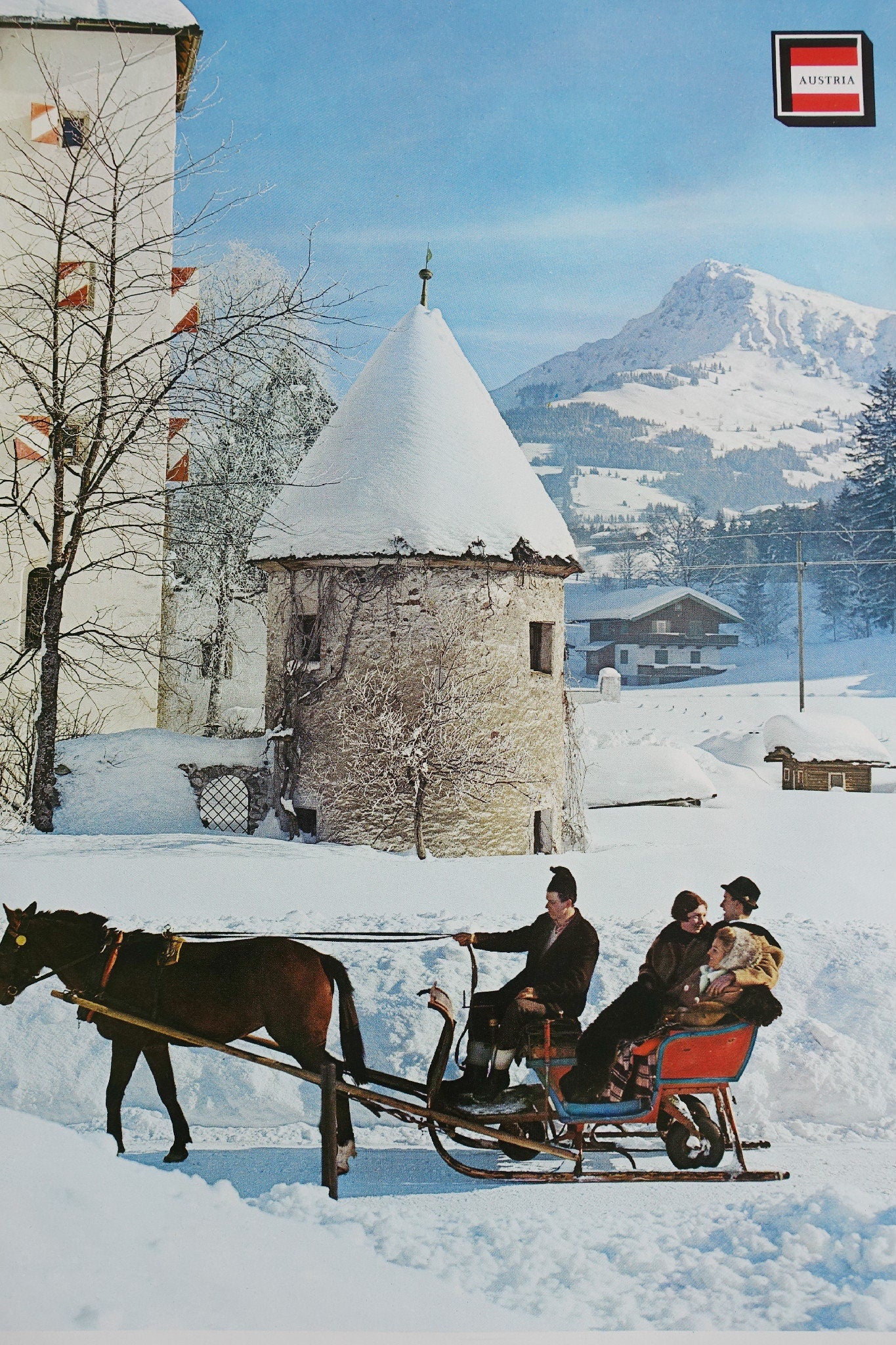 1960s Kitzbuhel, Tirol (winter)- Austria Travel Poster - Original Vintage Poster