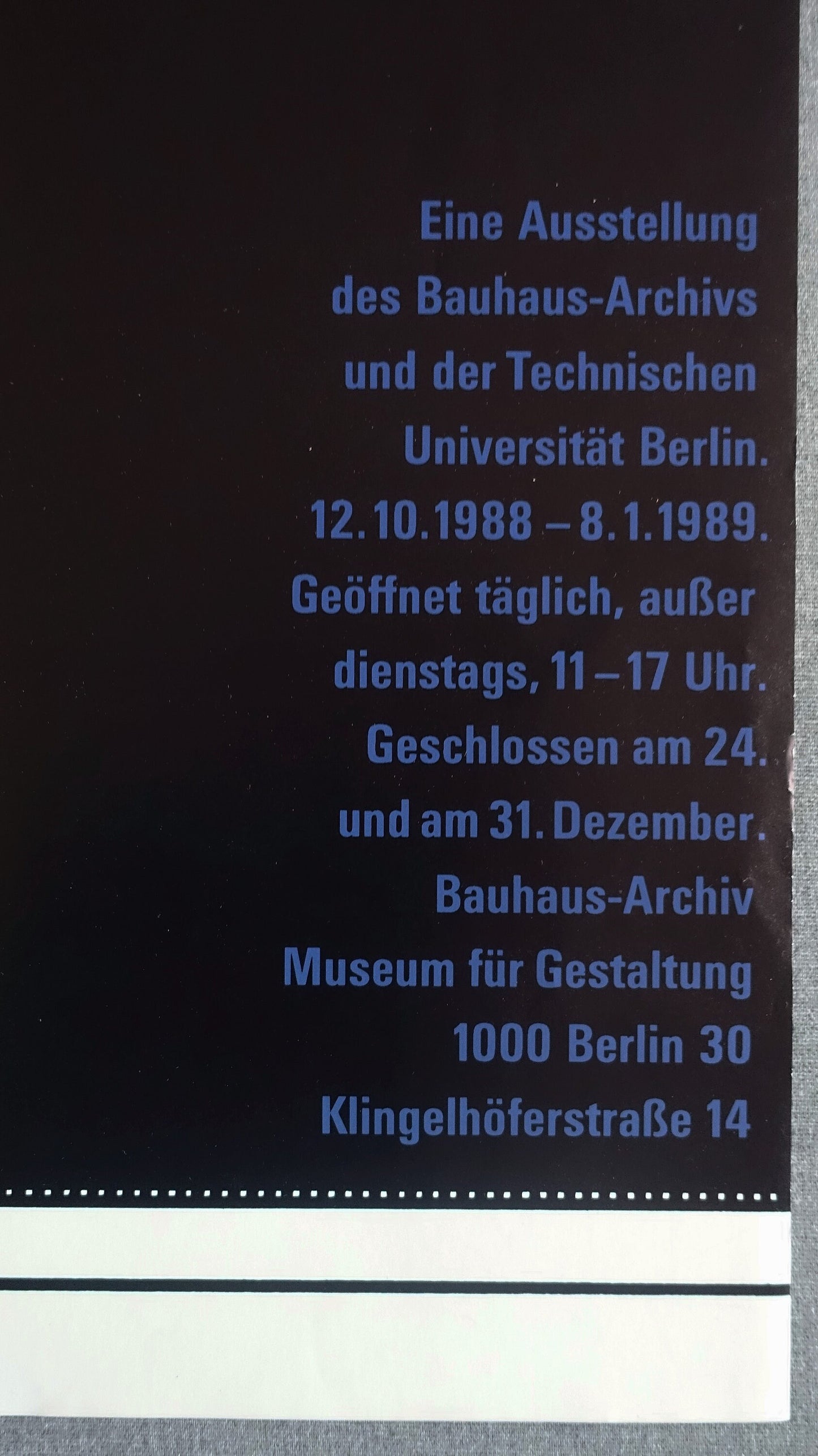 1988 Bauhaus Archiv Turmhaus Exhibition - Original Vintage Poster