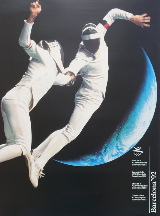 1992 Summer Olympic Games Barcelona Fencing - Original Vintage Poster