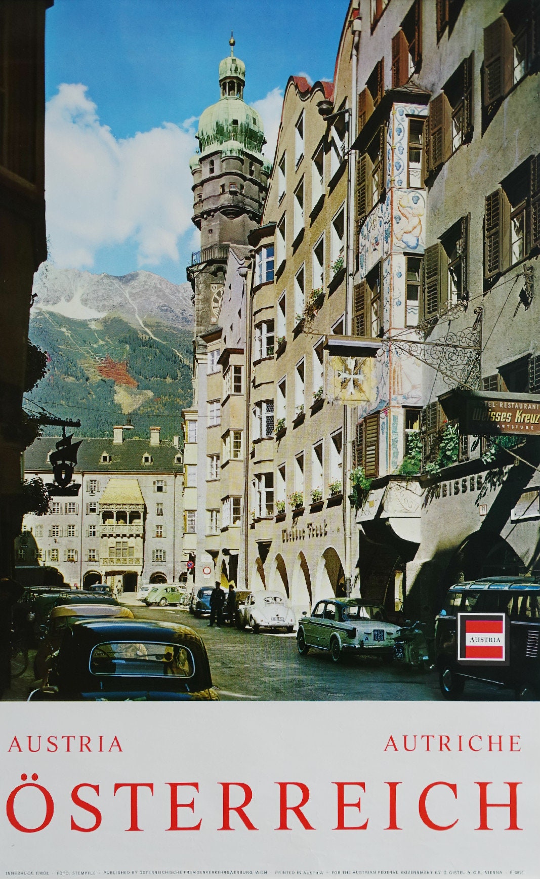 1960s Innsbruck, Tirol - Austria Travel Poster - Original Vintage Poster