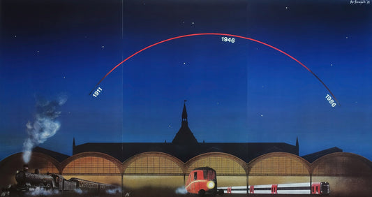 1986 Copenhagen Central Station - Danish Railways Advertisement (3 Posters) - Original Vintage Poster