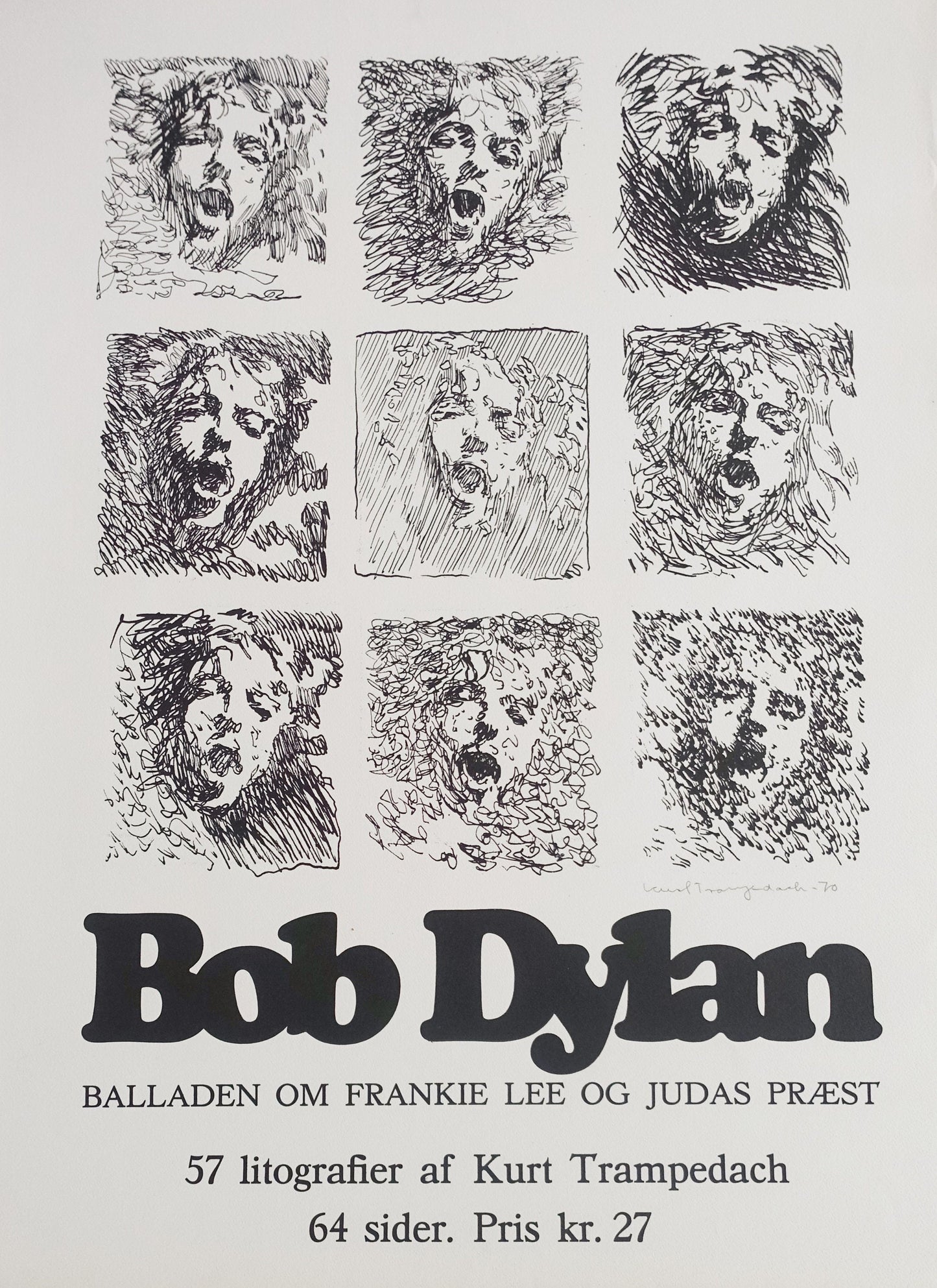 1970 Bob Dylan by Trampedach (signed) - Original Vintage Poster