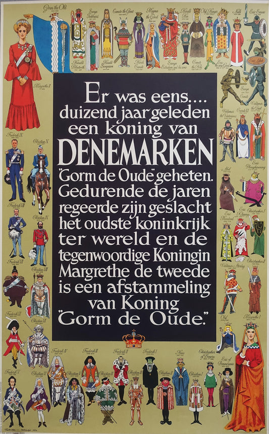 1972 Kings & Queens of Denmark (Dutch) - Original Vintage Poster