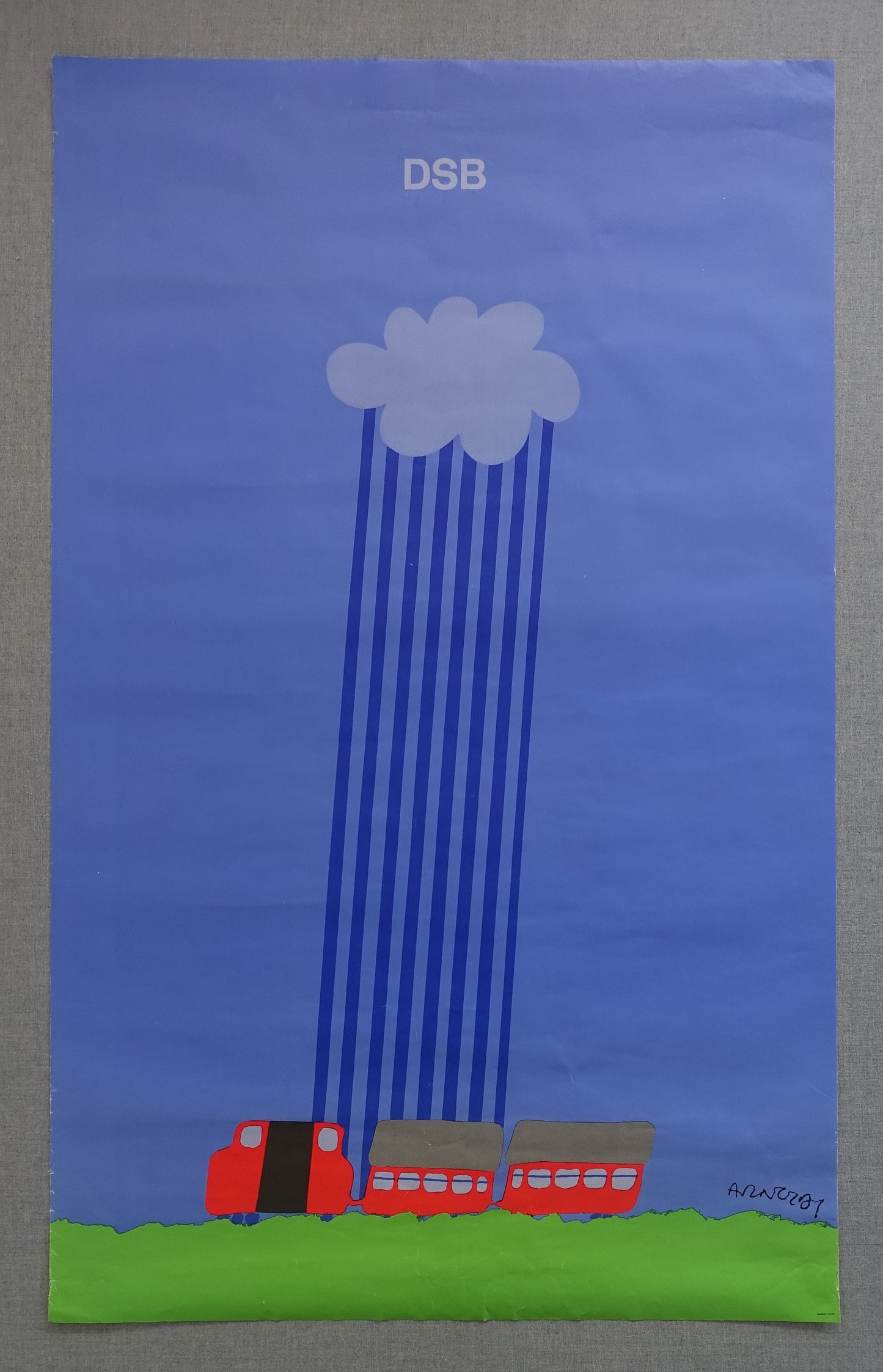 1975 Arnoldi Advertisement for Danish State Railways (Rain) - Original Vintage Poster