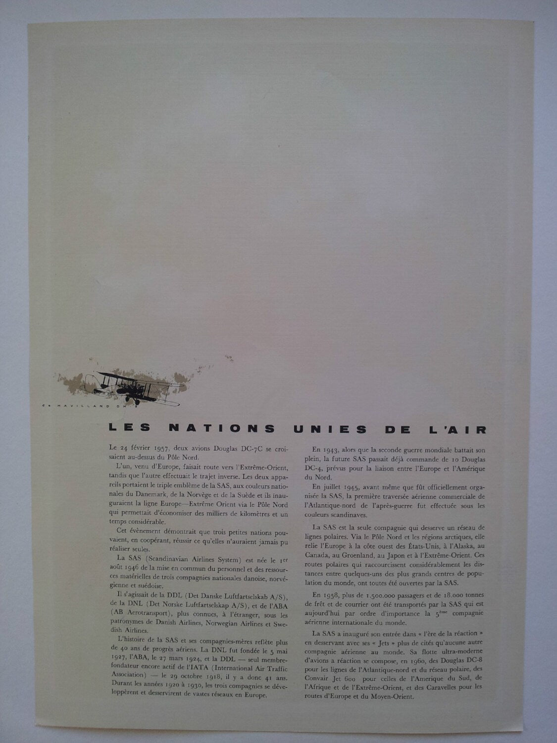 1960 SAS Airlines Poster (Jacob Christian Ellehammer) - Original Vintage Poster