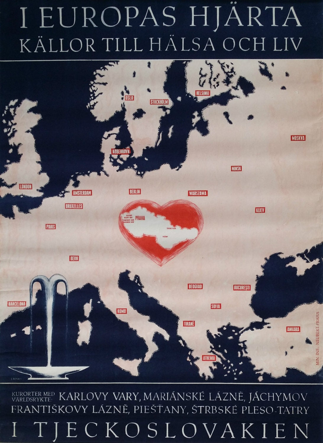 1960s Spas in Europe - Original Vintage Poster