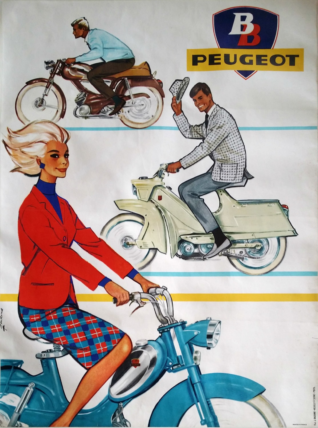 1950s Peugeot Advertisement by Couronne I - Original Vintage Poster