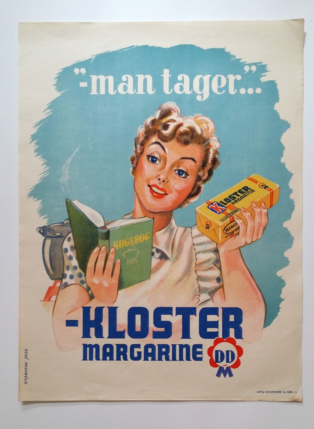 1950s Danish Butter Margarine Advertisement - Kloster Margarine - Original Vintage Poster
