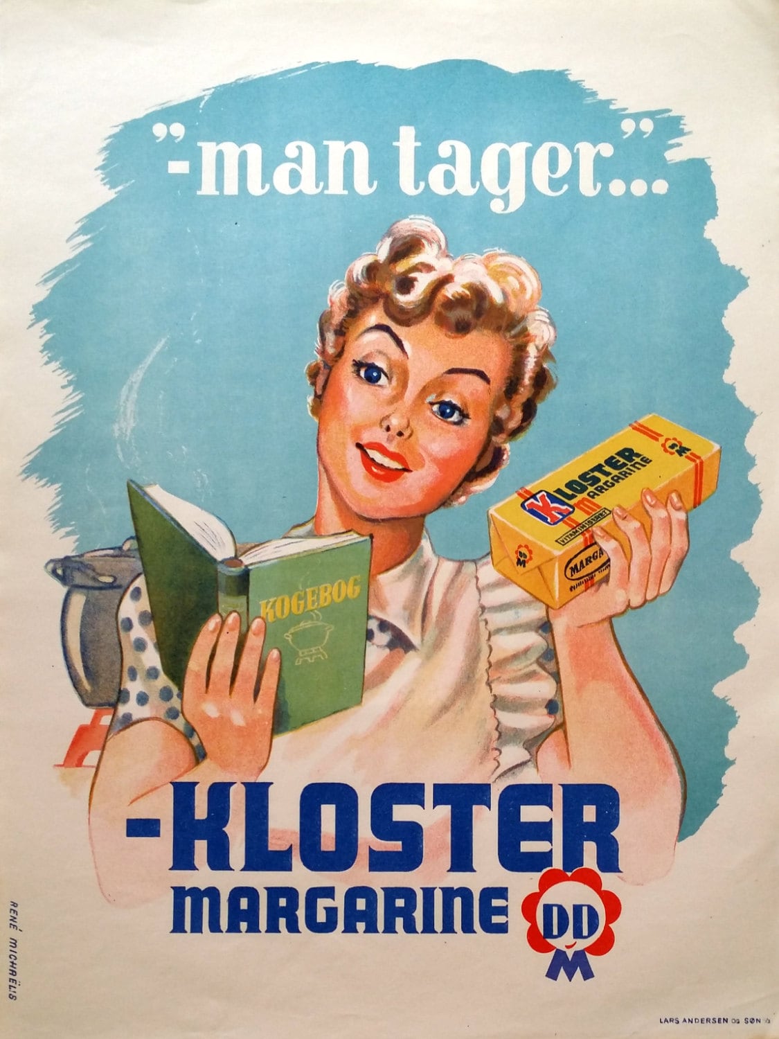 1950s Danish Butter Margarine Advertisement - Kloster Margarine - Original Vintage Poster