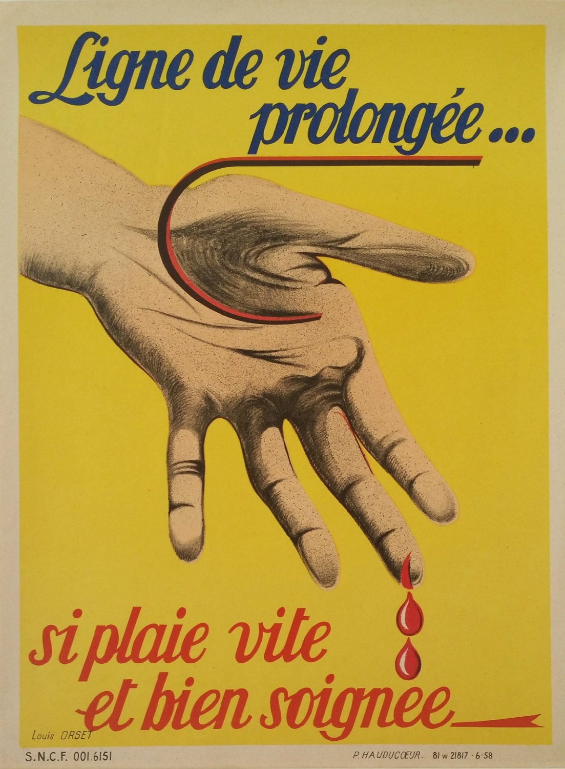 1958 French SNCF Safety Poster - Original Vintage Poster