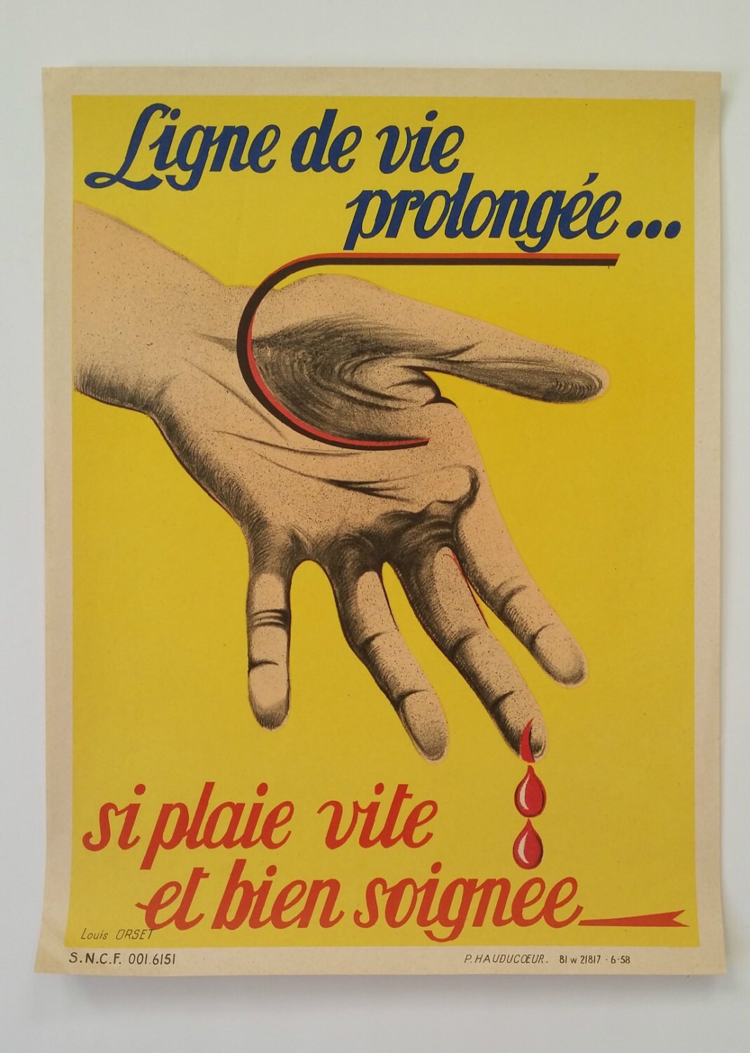 1958 French SNCF Safety Poster - Original Vintage Poster
