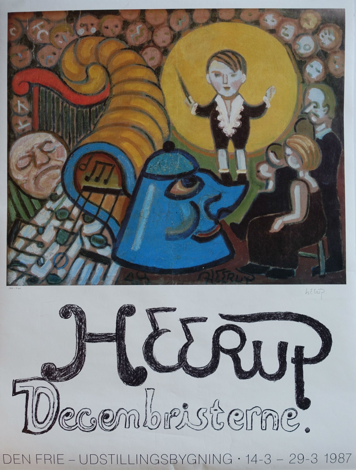 1987 Henry Heerup Exhibition Poster (SIGNED) - Original Vintage Poster