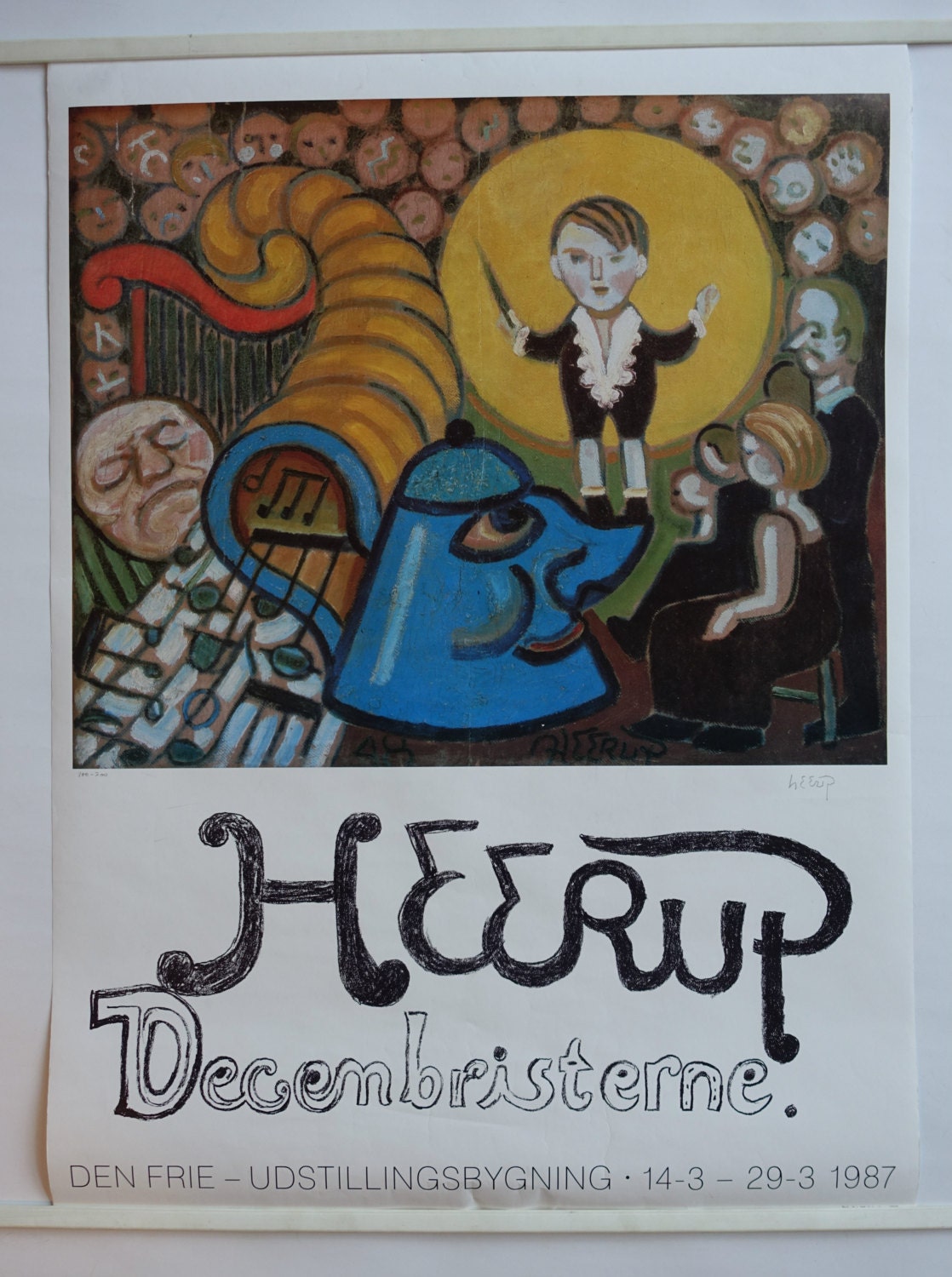 1987 Henry Heerup Exhibition Poster (SIGNED) - Original Vintage Poster