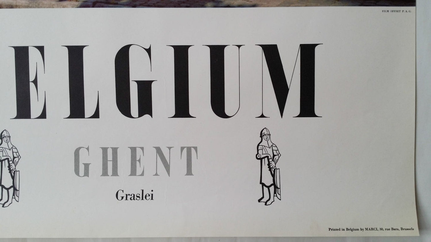1950s Ghent, Belgium Travel Poster - Original Vintage Poster